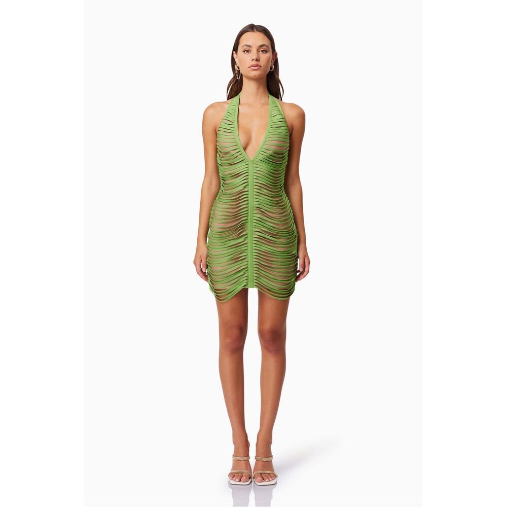 Elliatt Stella Halter Neck Mini Dress Green night out Party Dress size S NWT$249 - Picture 3 of 8